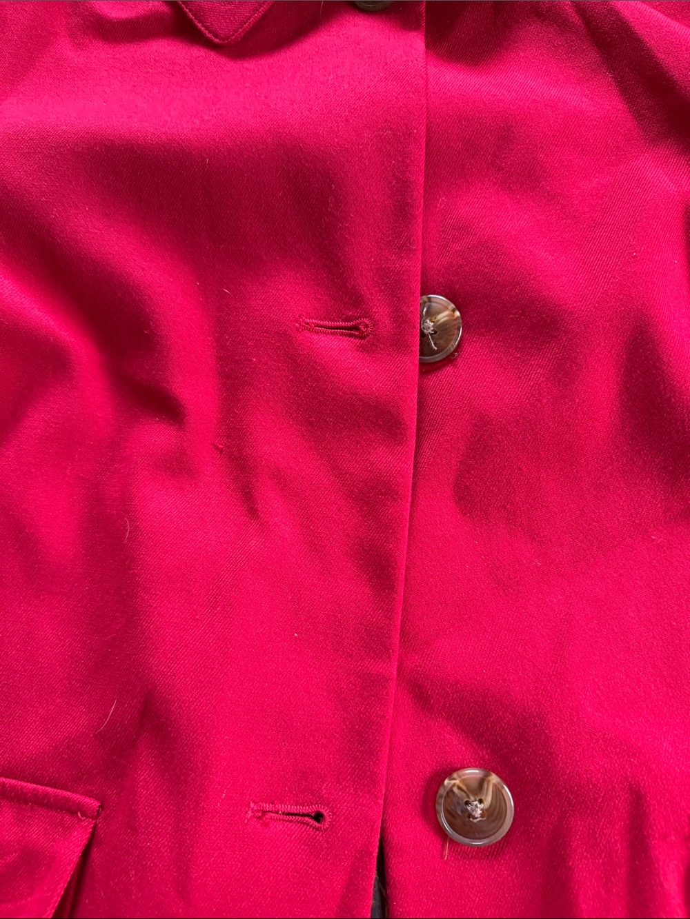 George Bright Red Button-Front Pea Coat - Picture 6 of 6